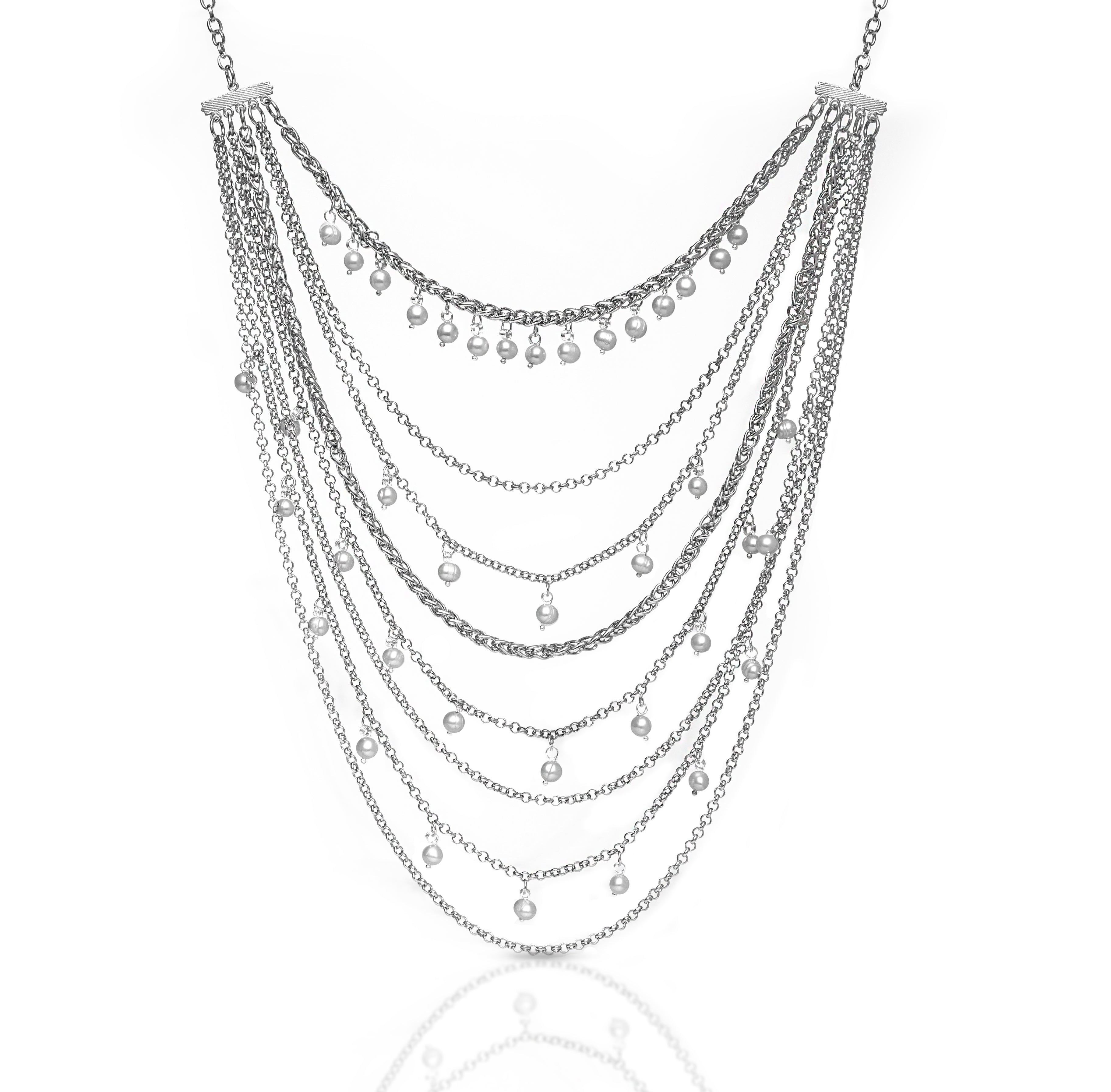 Multilayered mother of pearl necklace