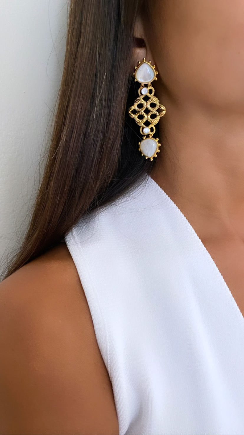 Natural mother of pearl snake earrings