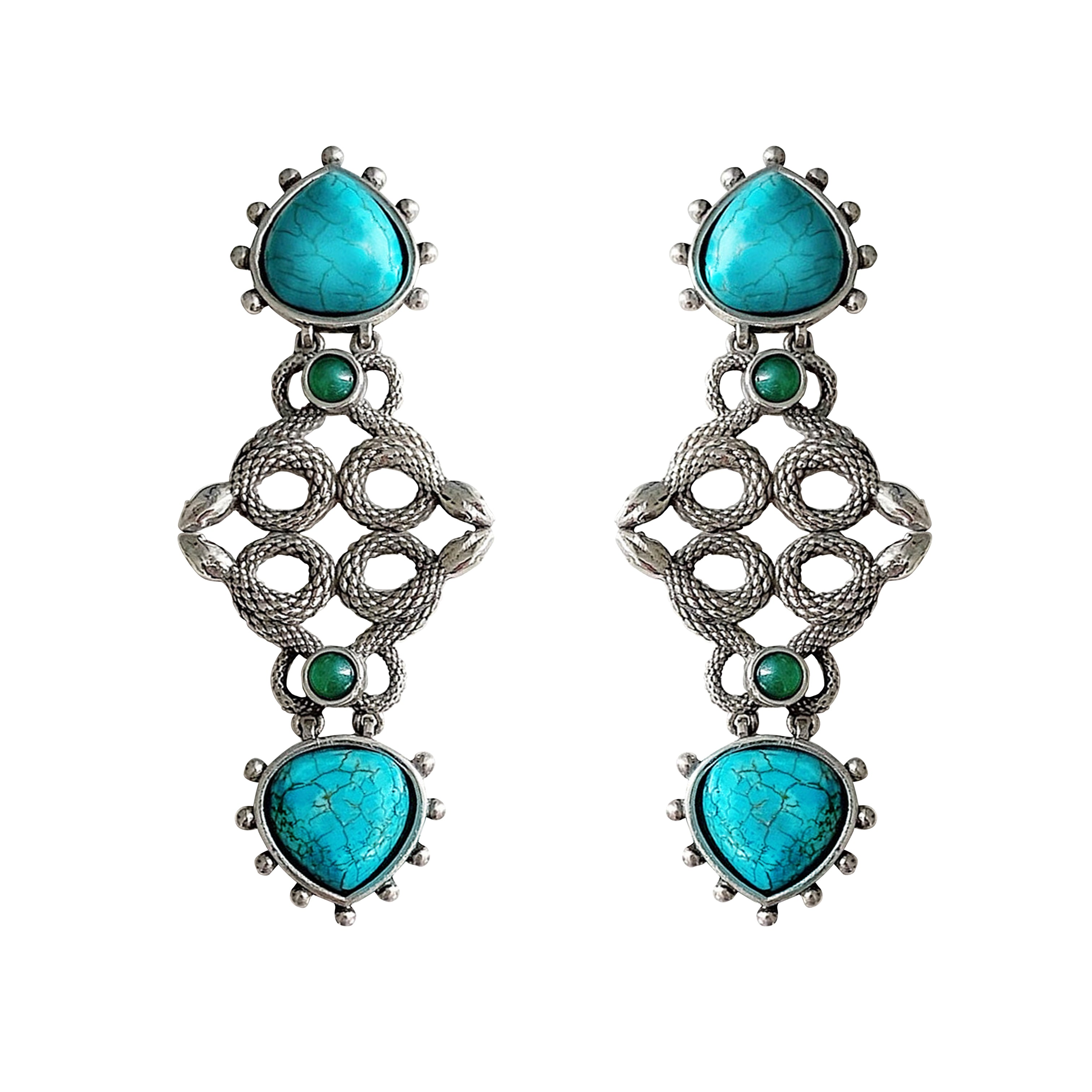 Natural mother of pearl snake earrings