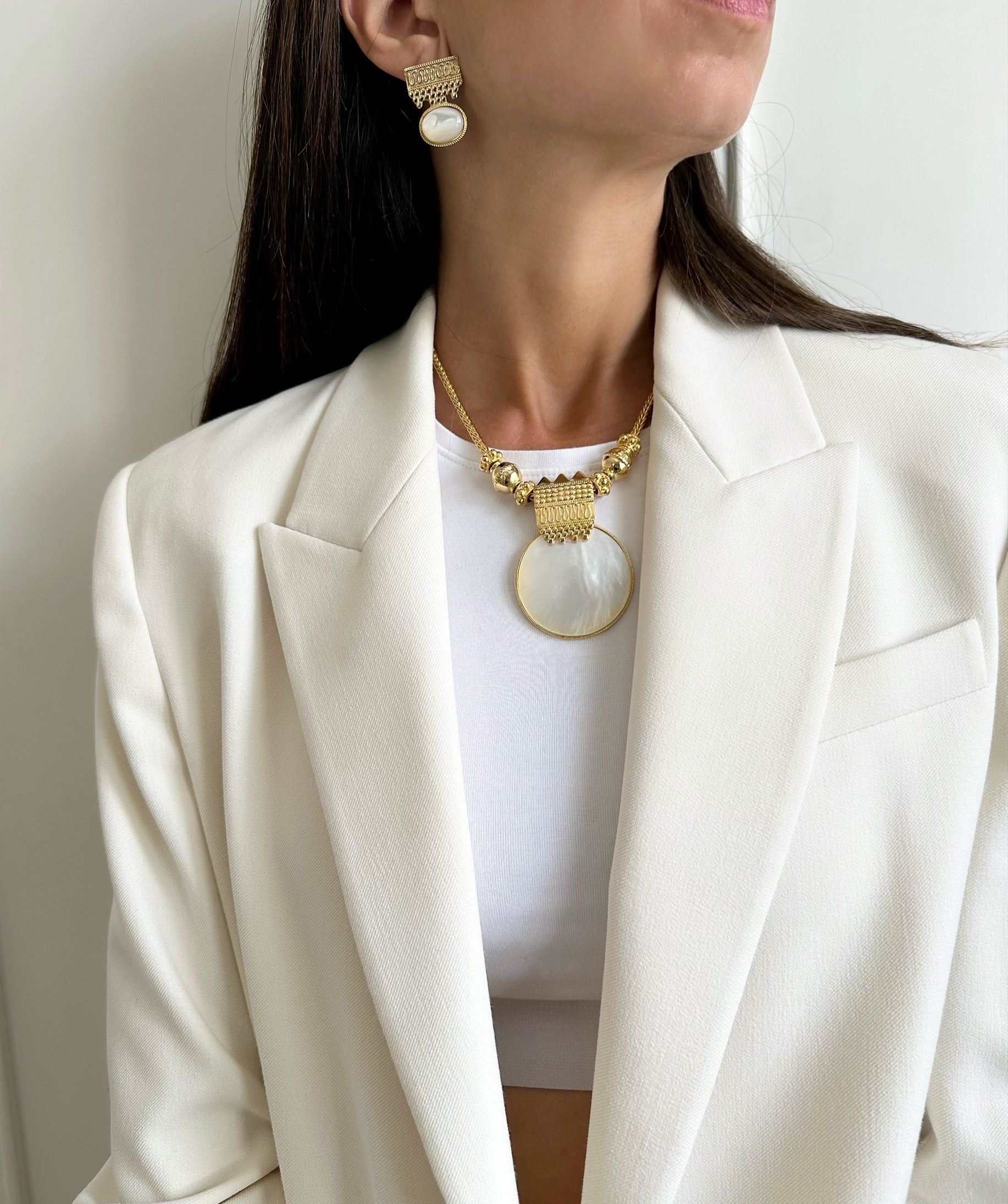 Natural mother of pearl stone earrings
