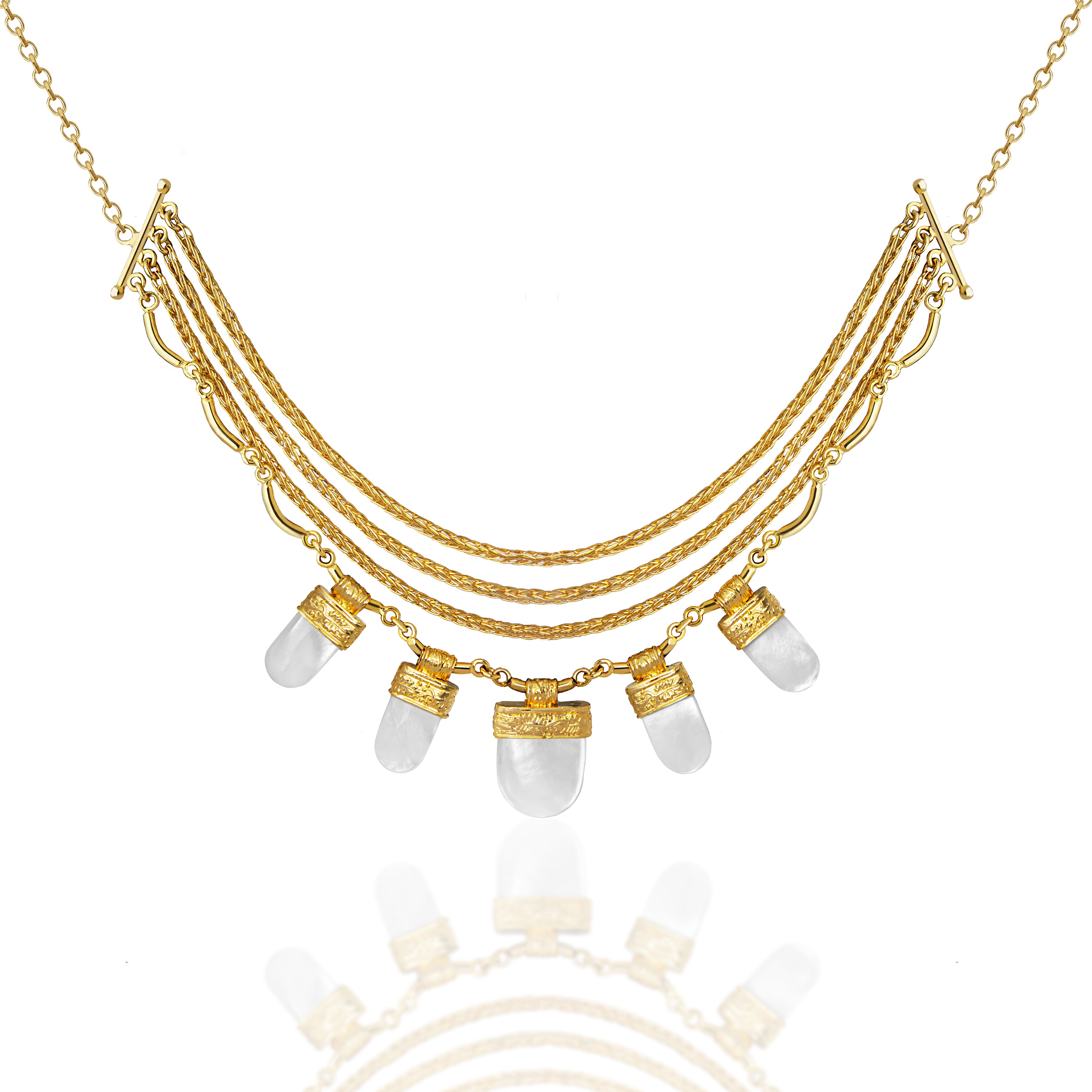 Roman mother of pearl stone necklace